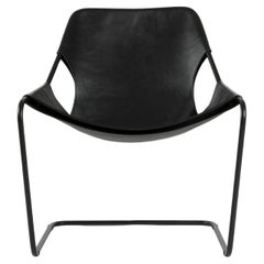Paulistano Black Leather And Black Steel Chair by Objekto