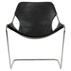 Paulistano Black Leather And Stainless Steel Chair by Objekto