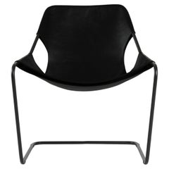 Paulistano Black Matt Leather And Black Steel Chair by Objekto