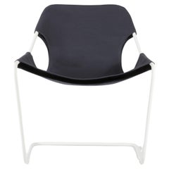 Paulistano Blue Grey Canvas And White Steel Chair by Objekto