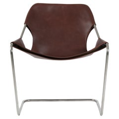 Paulistano Cognac Leather And Stainless Steel Chair by Objekto