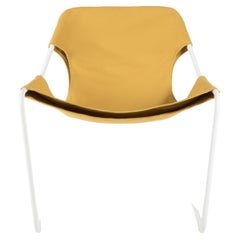 Paulistano Gold Canvas And White Steel Chair by Objekto