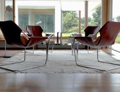 Paulistano Ledersessel aus Terrakotta-Leder und poliertem Edelstahl