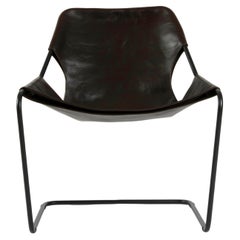 Paulistano Macassar Leather And Black Steel Chair by Objekto