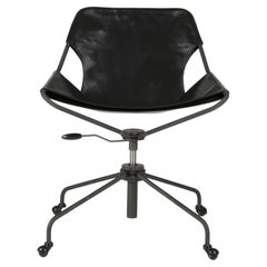 Paulistano O.C. Black Leather And Phosphated Steel Chair by Objekto