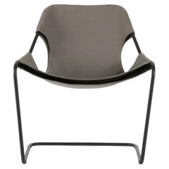 Paulistano Olive Grey Canvas And Black Steel Chair by Objekto