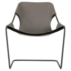 Paulistano Olive Grey Canvas And Phospated Steel Chair by Objekto
