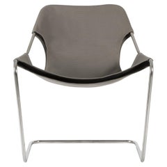 Paulistano Olive Grey Canvas And Stainless Steel Chair by Objekto