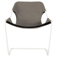 Paulistano Olive Grey Canvas And White Steel Chair by Objekto