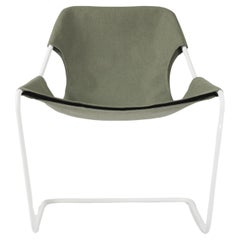 Paulistano Outdoor Leaf Fabric And White Steel Chair by Objekto