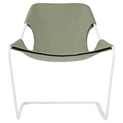 Paulistano Outdoor Moss Fabric And White Steel Chair by Objekto