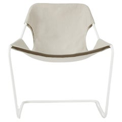 Paulistano Outdoor Papyrus Fabric And White Steel Chair by Objekto