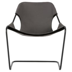 Paulistano Stuhl aus grauem Segeltuch und schwarzem Stahl von Objekto (Taupe)