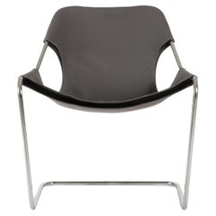 Paulistano Taupe Grey Canvas And Stainless Steel Chair by Objekto