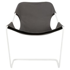 Paulistano Taupe Grey Canvas And White Steel Chair by Objekto