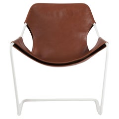 Paulistano Terracota-Stuhl aus Leder und weißem Stahl von Objekto
