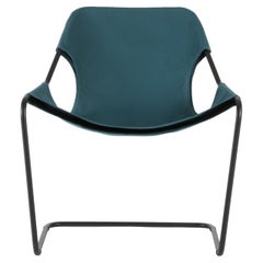 Paulistano Turquoise Canvas And Black Steel Chair by Objekto