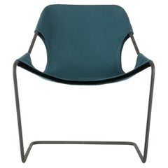 Paulistano Türkisfarbener Stuhl aus Segeltuch und phosphatiertem Stahl von Objekto