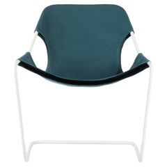 Paulistano Turquoise Canvas And White Steel Chair by Objekto