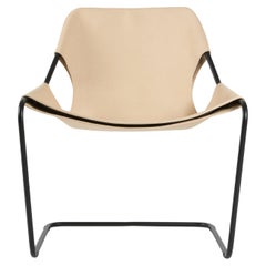 Paulistano VVN Natural Leather And Black Steel Chair by Objekto