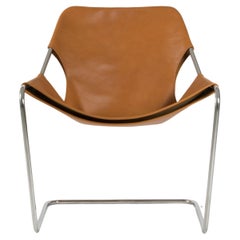 Paulistano Whisky Leather And Stainless Steel Chair by Objekto