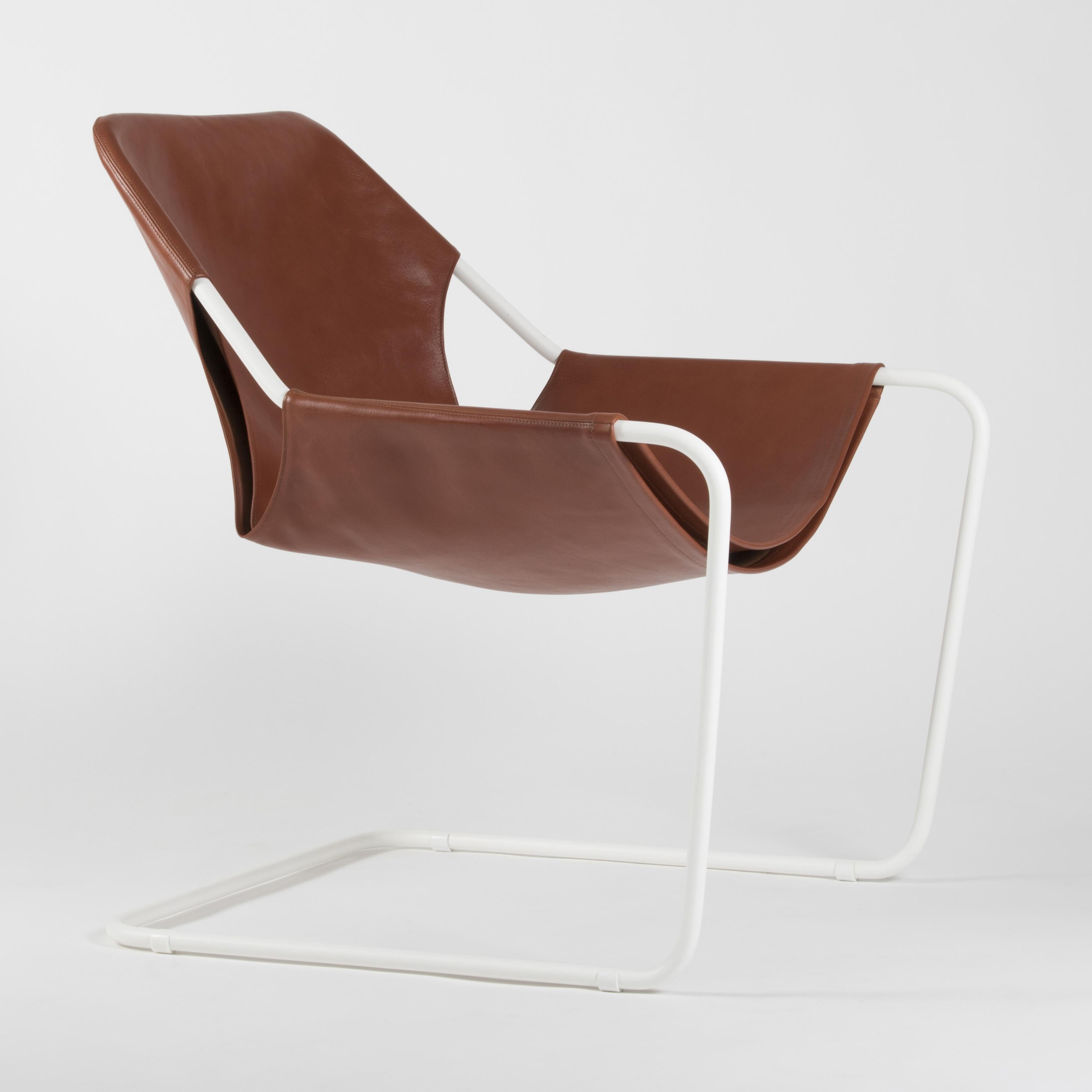 Paulistano Whisky Leather And White Steel Chair by Objekto For Sale 8