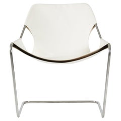Paulistano White Leather And Stainless Steel Chair by Objekto