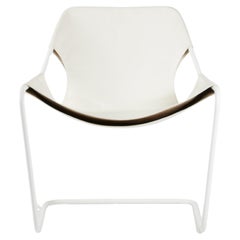 Paulistano White Leather And White Steel Chair by Objekto