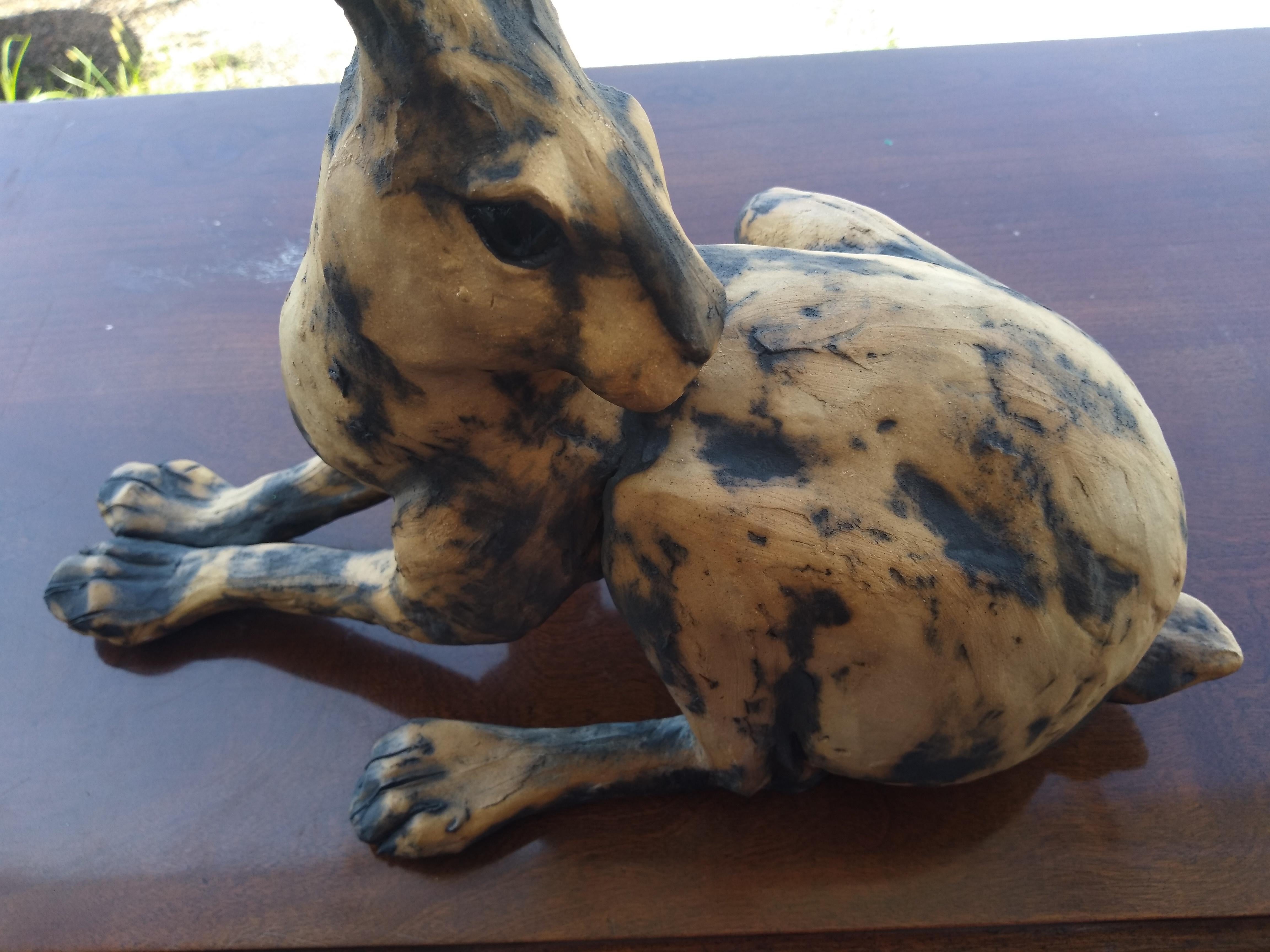 20th Century Paul.Jenkins Jackrabbit ceramic sculpture