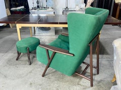 Paulo Alvez Green LINA Wing Chair and Ottoman by Empório das Cadeiras