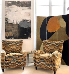 Paulo Buffa Armchairs Original Missoni Fabric, Italy, 1950s