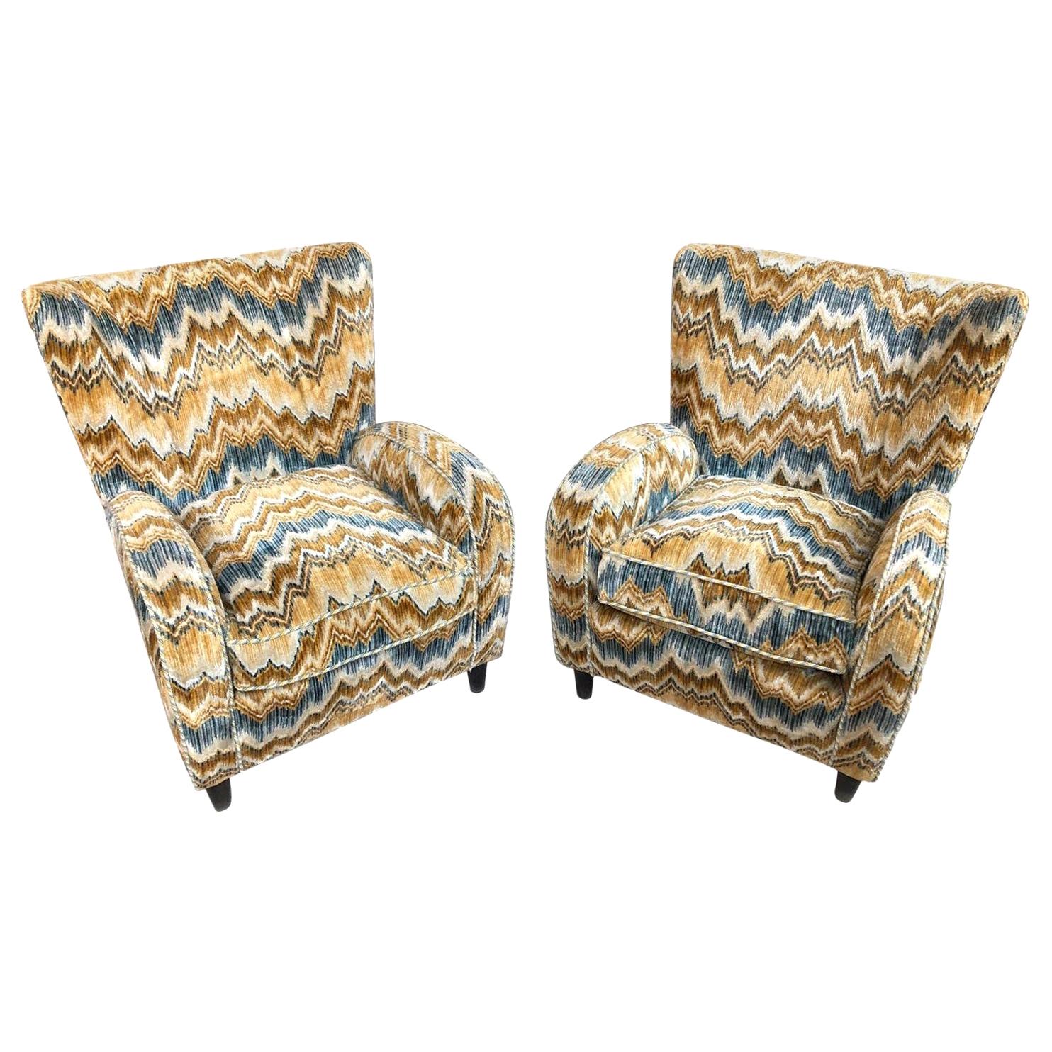 Paulo Buffa Armchairs Original Missoni Fabric, Italy, 1950s