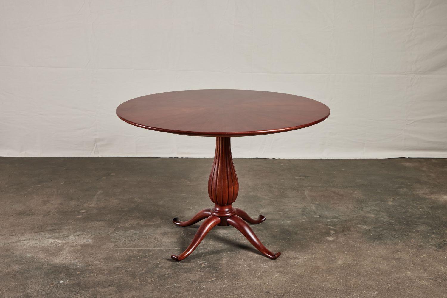 Paulo Buffa round pedestal table walnut from the 1940’s.
  