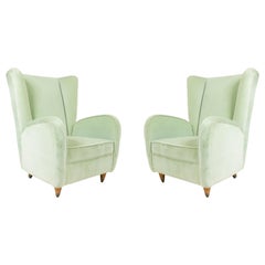 Paolo Buffa style Pair of Modernist Wingback diminutive (small scale) Armchairs