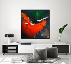 "Green Illusion", acrylic & charcoal abstract painting on canvas