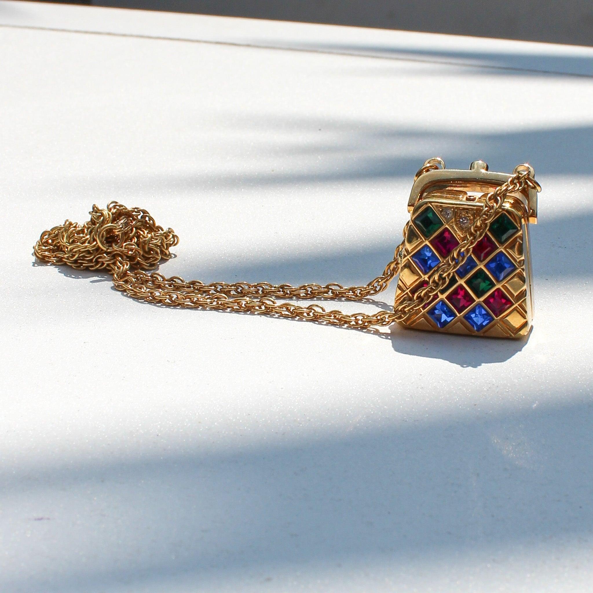
Paulo Gucci 1980s Watch Purse Pendant Necklace 
 

Introducing a time capsule to the glamour of 80s Italian fashion scene, this Paulo Gucci pendant necklace is a game-changer and has a great story to tell.

Crafted in Italy and encrusted with