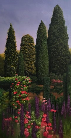 Une promenade dans le jardin, peinture, huile sur toile
