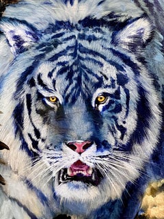 Tyger bleu, peinture sur toile