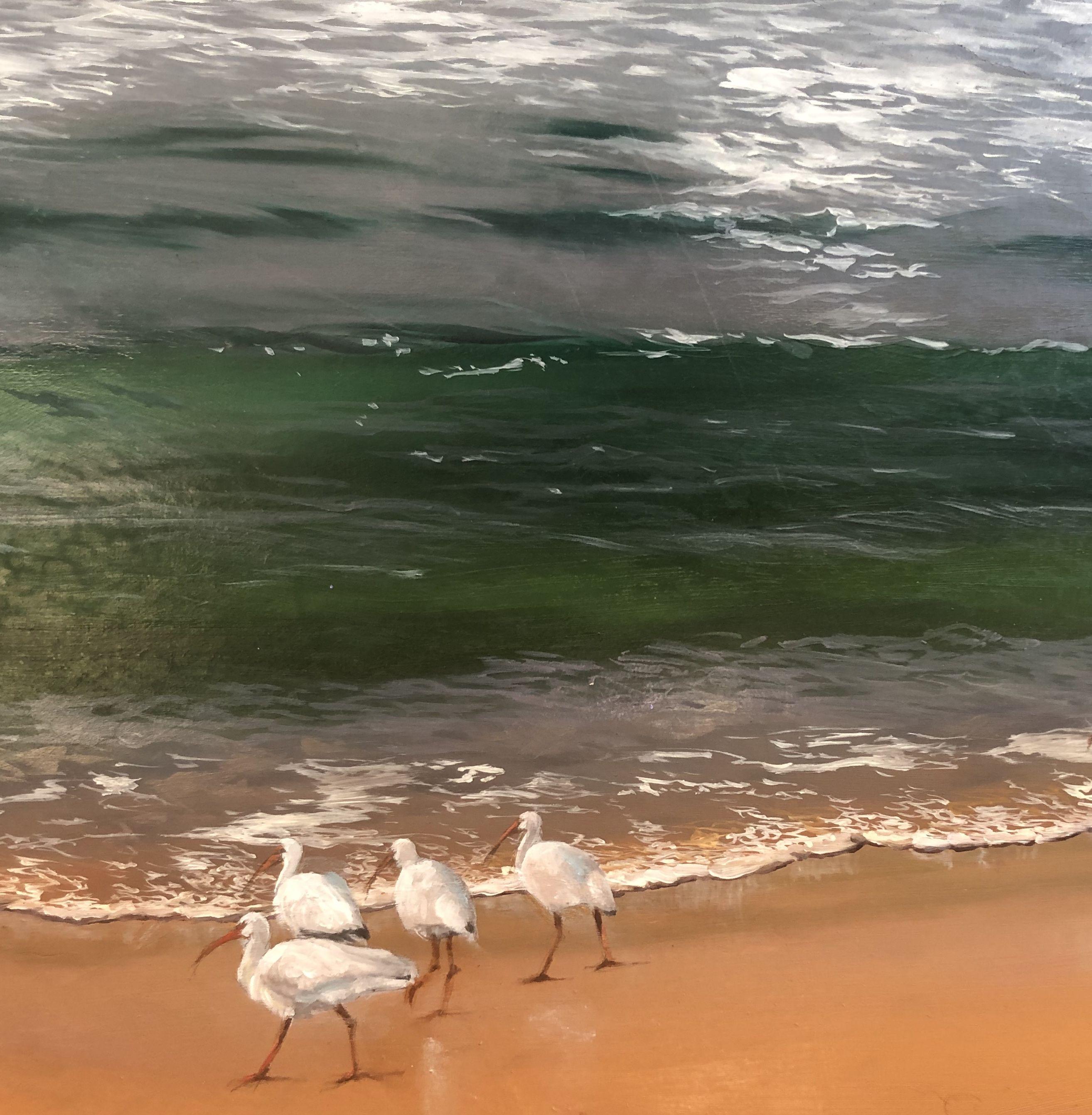 White Ibis on the beach, Painting, Oil on Canvas 1