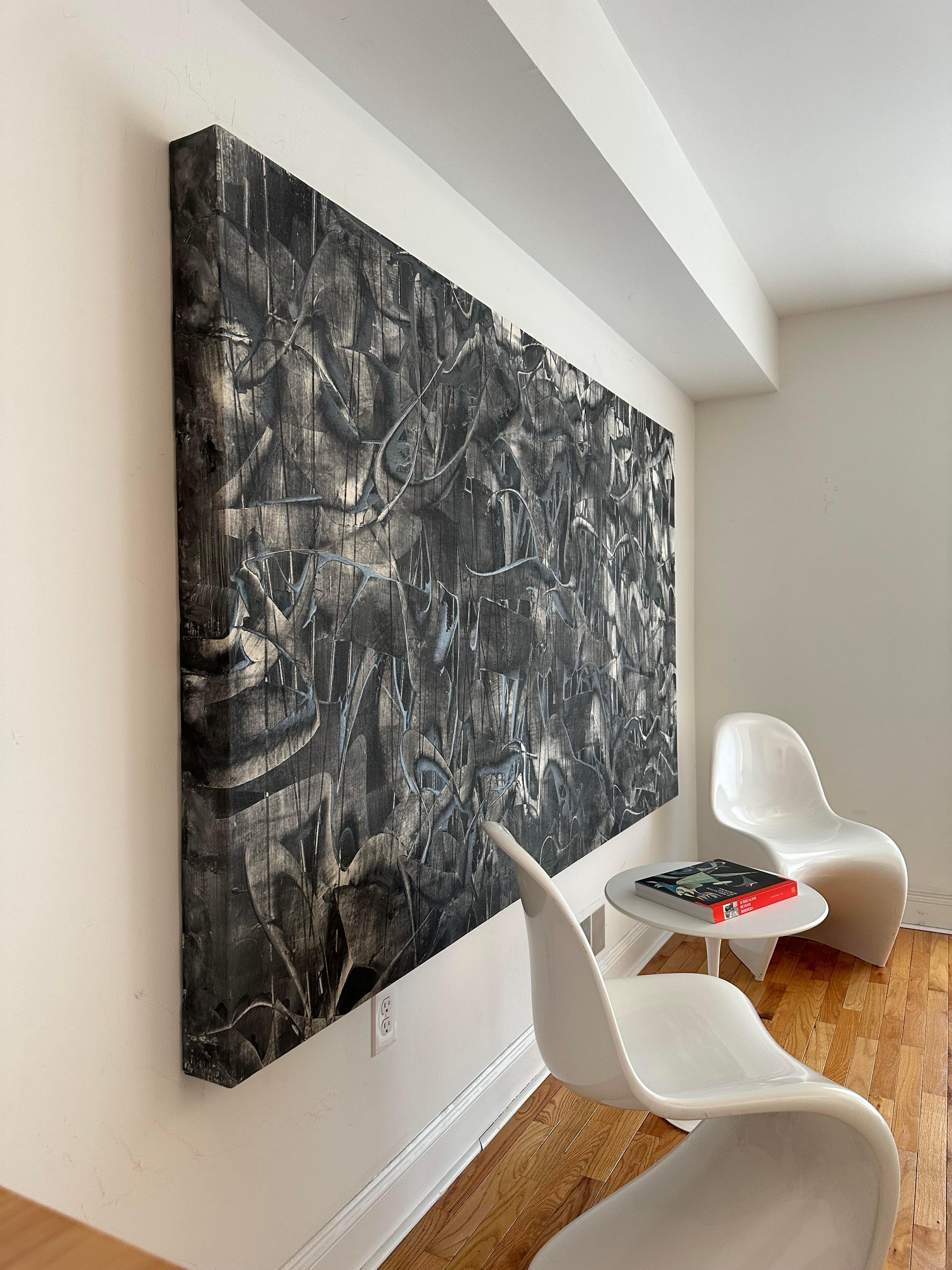 Paulo Machado Pintura acrílica contemporánea a gran escala - Movimiento gris nº 1 Moderno en venta