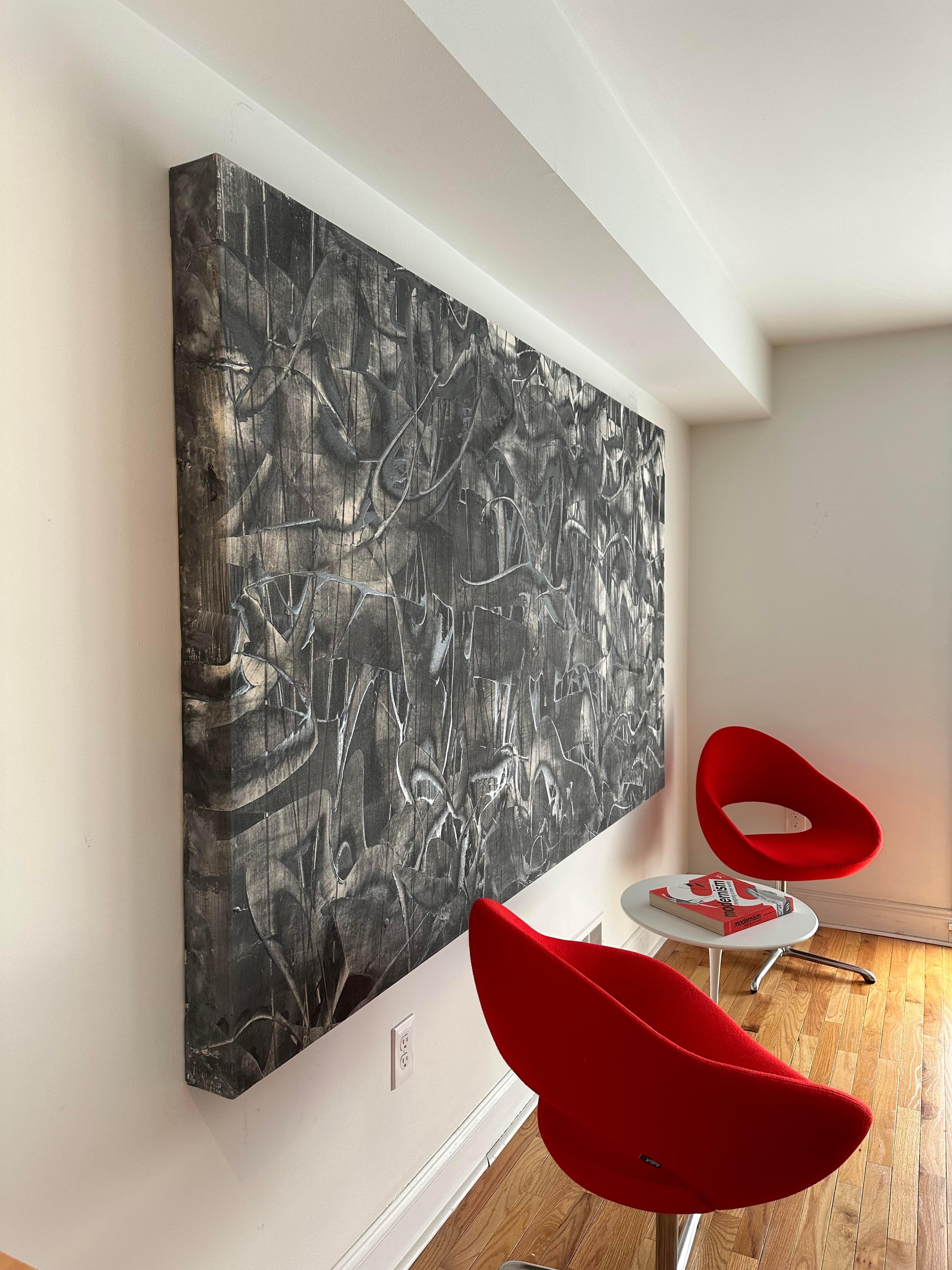 Paulo Machado Pintura acrílica contemporánea a gran escala - Movimiento gris nº 1 Pintado a mano en venta