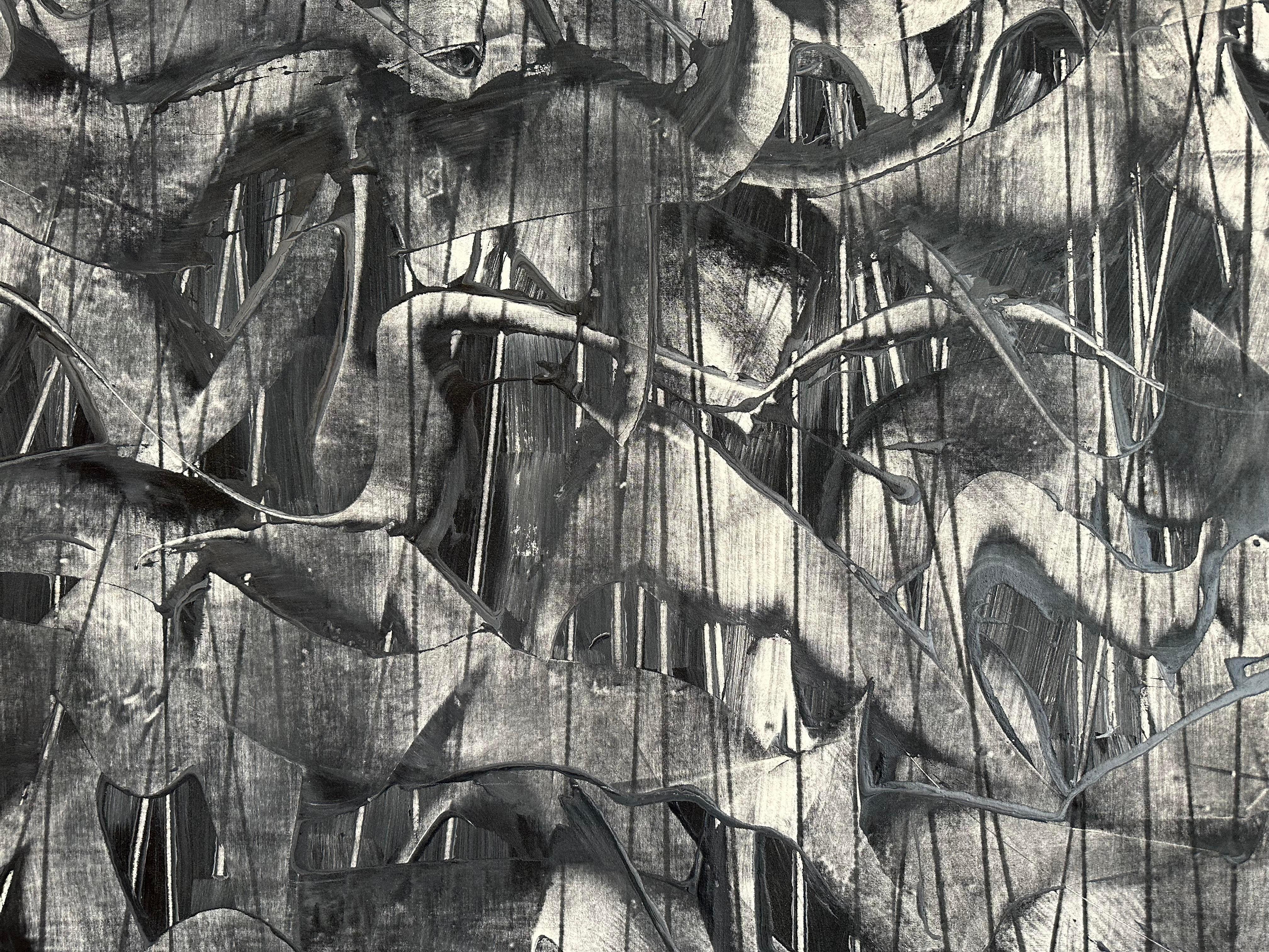 Paulo Machado Pintura acrílica contemporánea a gran escala - Movimiento gris nº 1 Acrílico en venta
