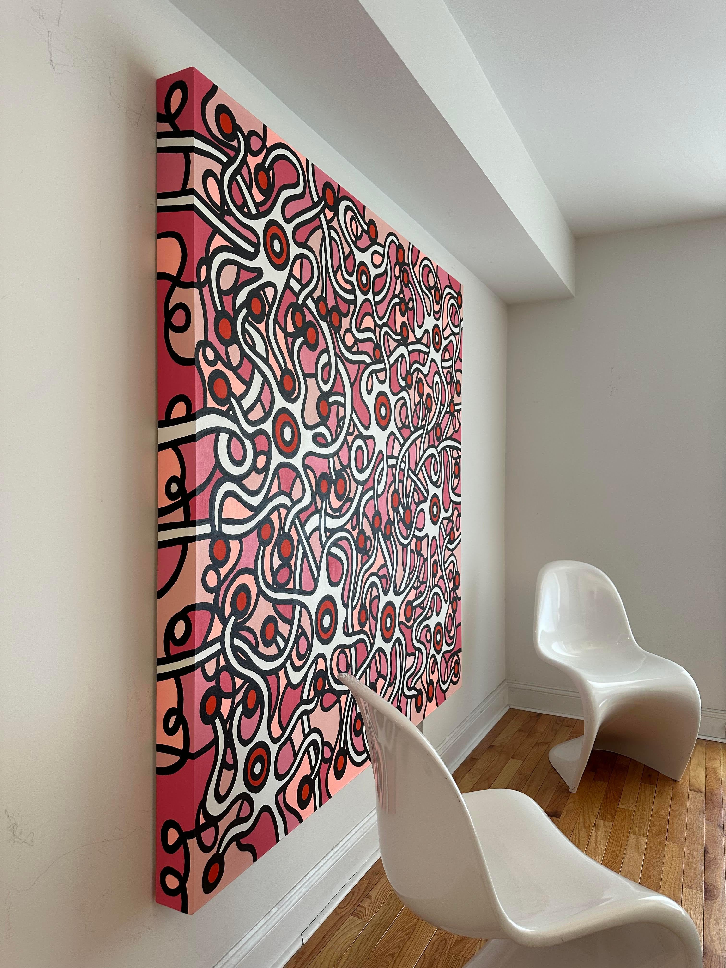 Paulo Machado Großformatiges zeitgenössisches Acrylgemälde - Man Made Red Tide (Handbemalt) im Angebot