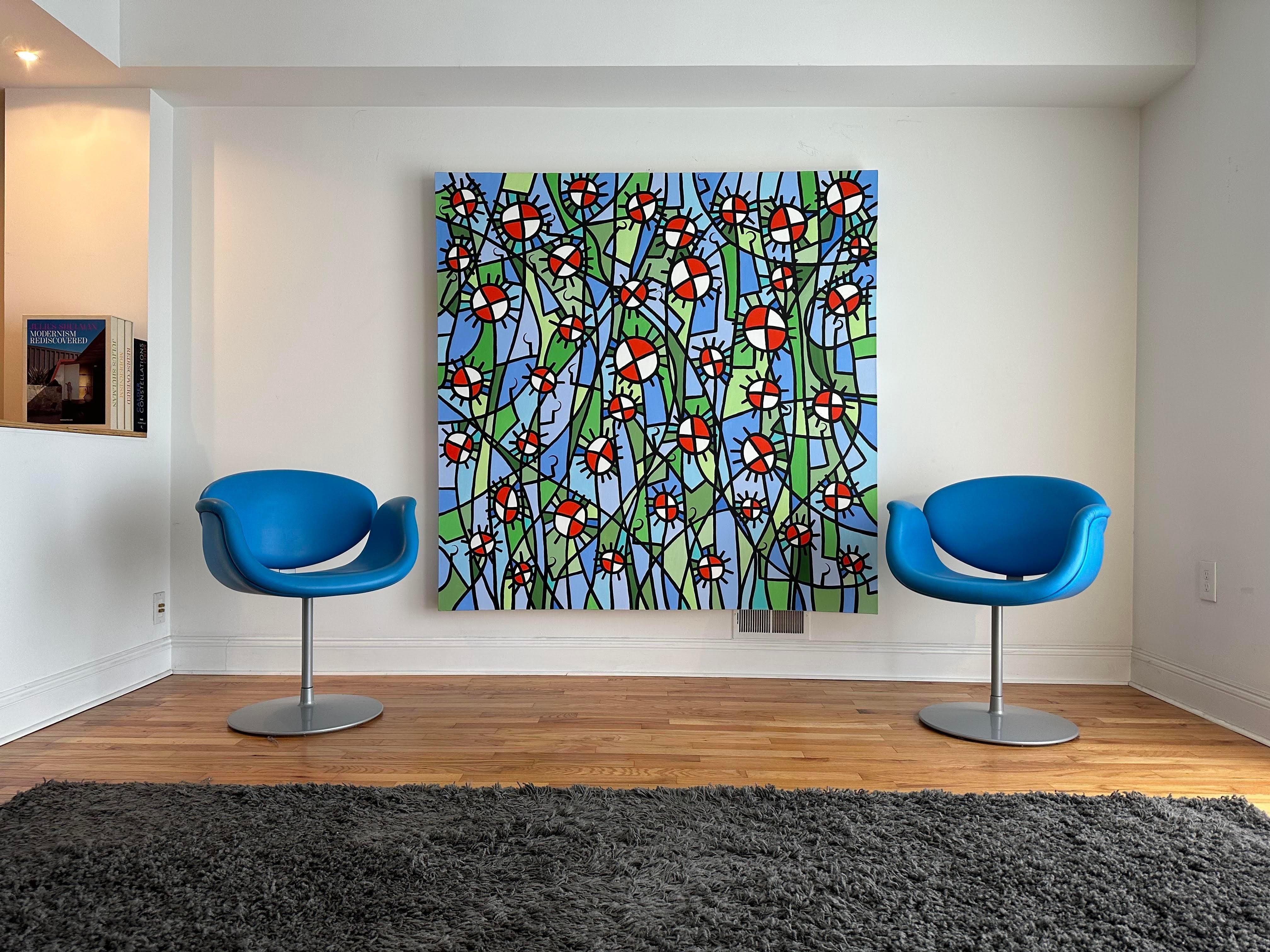 Paulo Machado Großformatiges zeitgenössisches Acrylgemälde - Giftige Mohnblumen (Organische Moderne) im Angebot