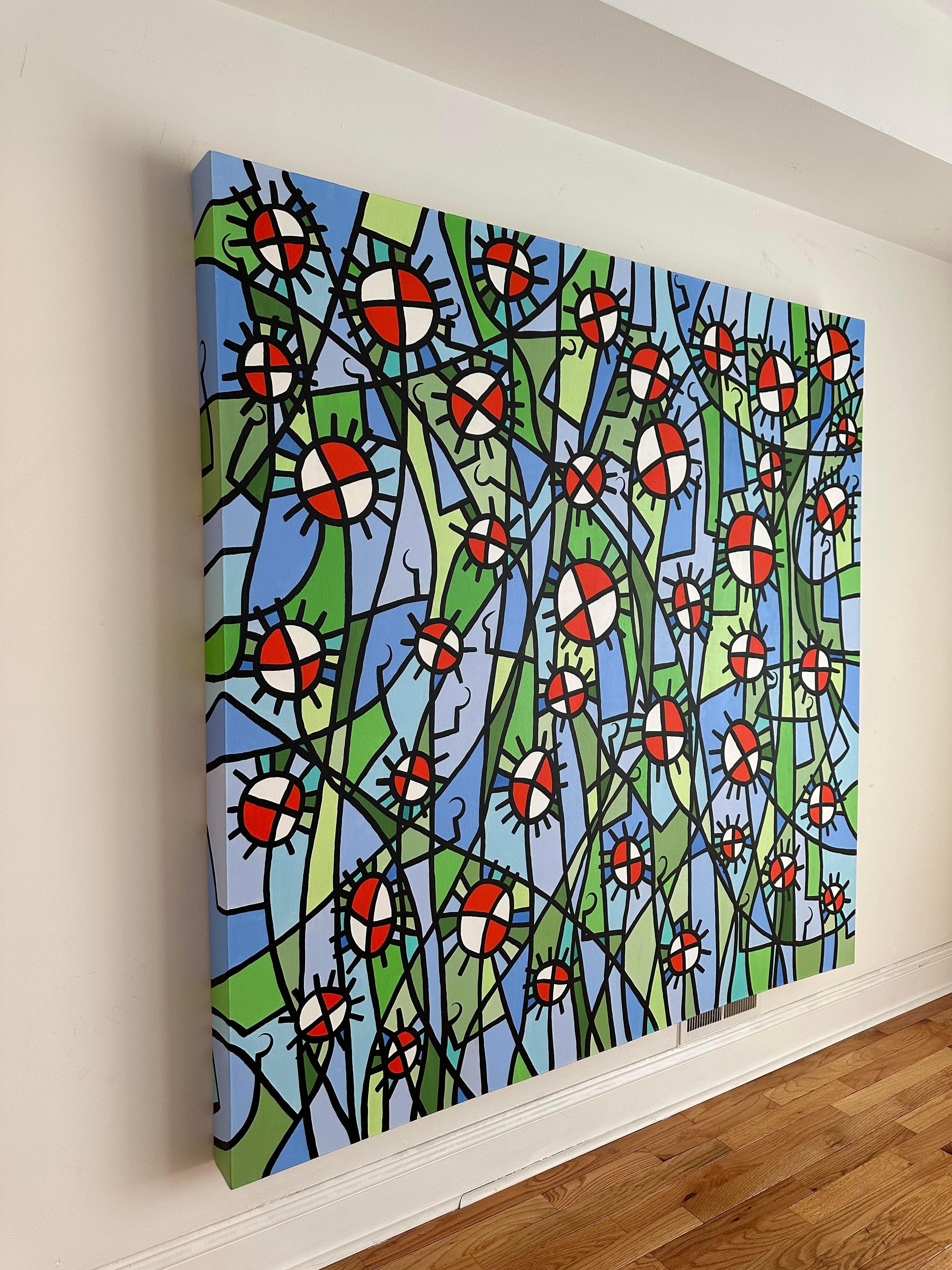 Paulo Machado Großformatiges zeitgenössisches Acrylgemälde - Giftige Mohnblumen (amerikanisch) im Angebot