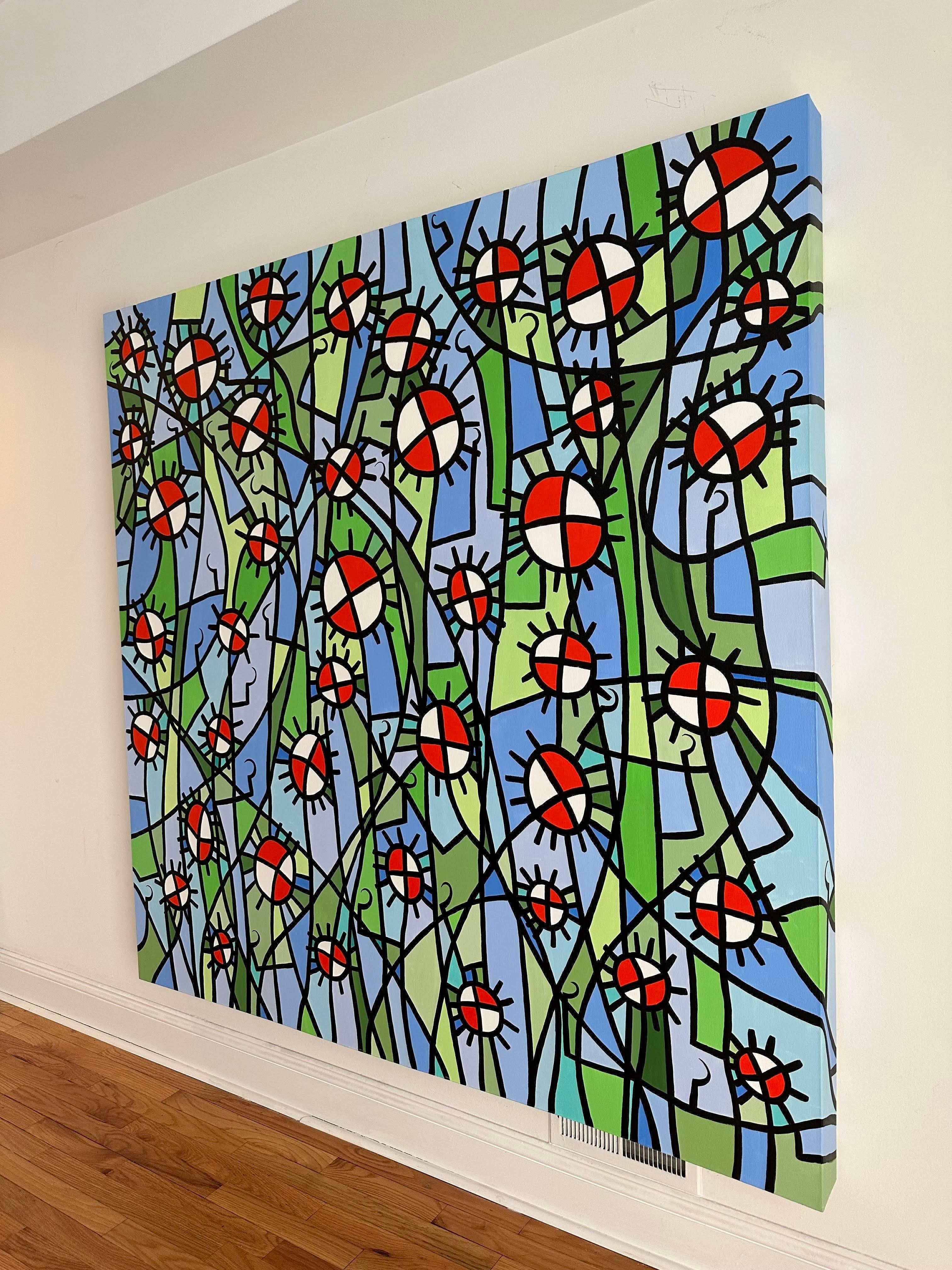 Paulo Machado Großformatiges zeitgenössisches Acrylgemälde - Giftige Mohnblumen (Handbemalt) im Angebot