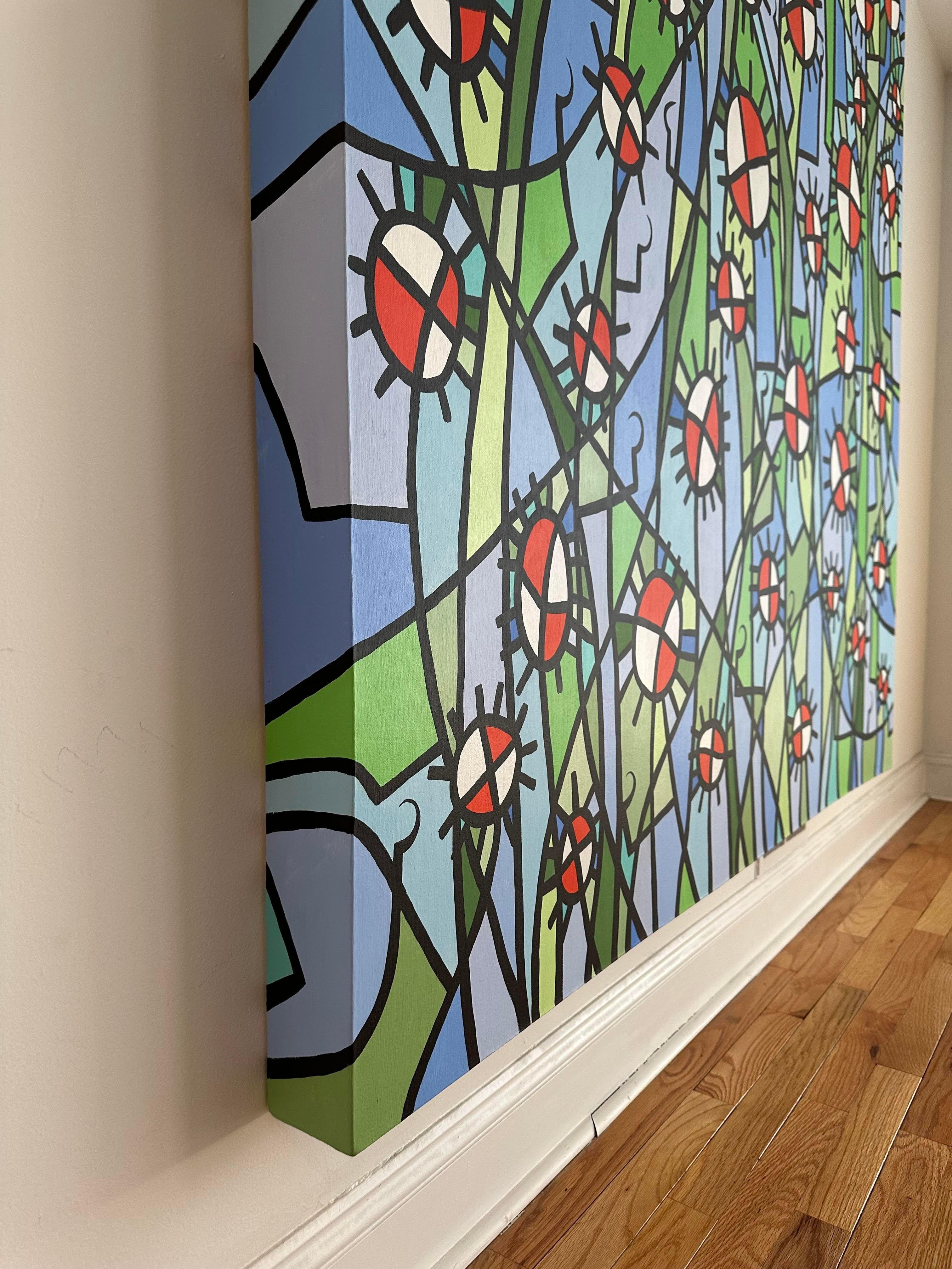 Paulo Machado Großformatiges zeitgenössisches Acrylgemälde - Giftige Mohnblumen im Zustand „Gut“ im Angebot in Philadelphia, PA