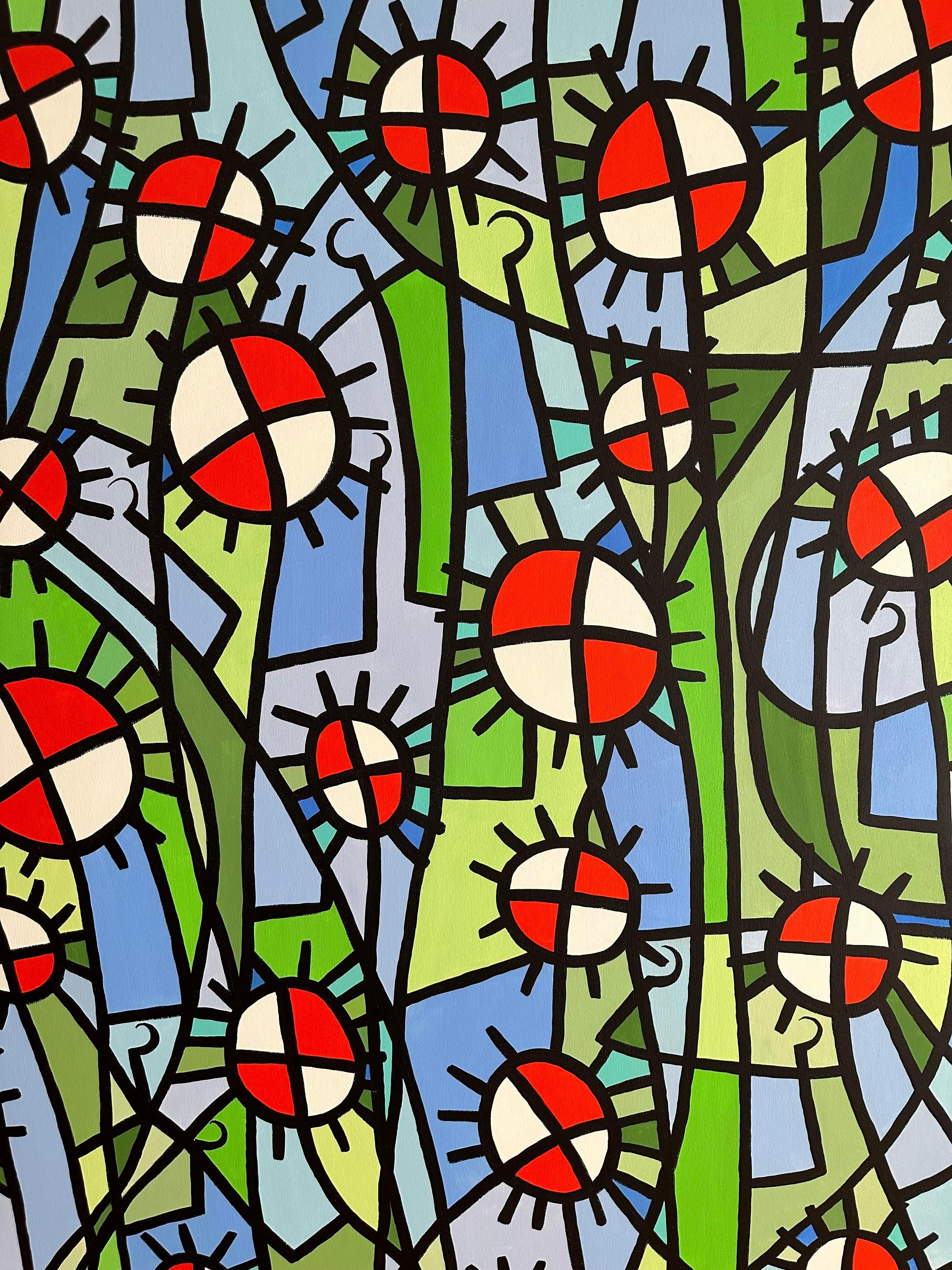 Paulo Machado Großformatiges zeitgenössisches Acrylgemälde - Giftige Mohnblumen im Angebot 2