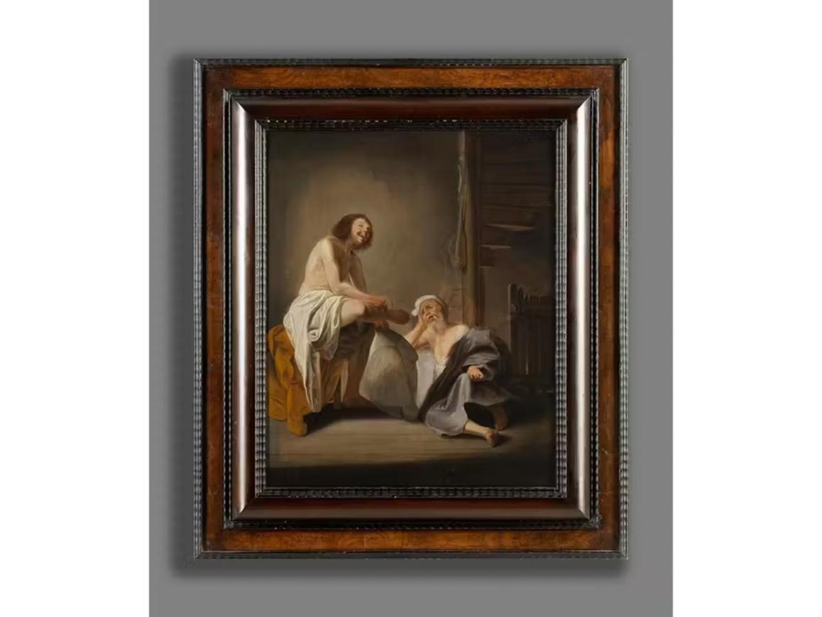 XVIIe siècle Par Paulus Bor Héraclite et Démocrite Huile sur panneau en vente 2