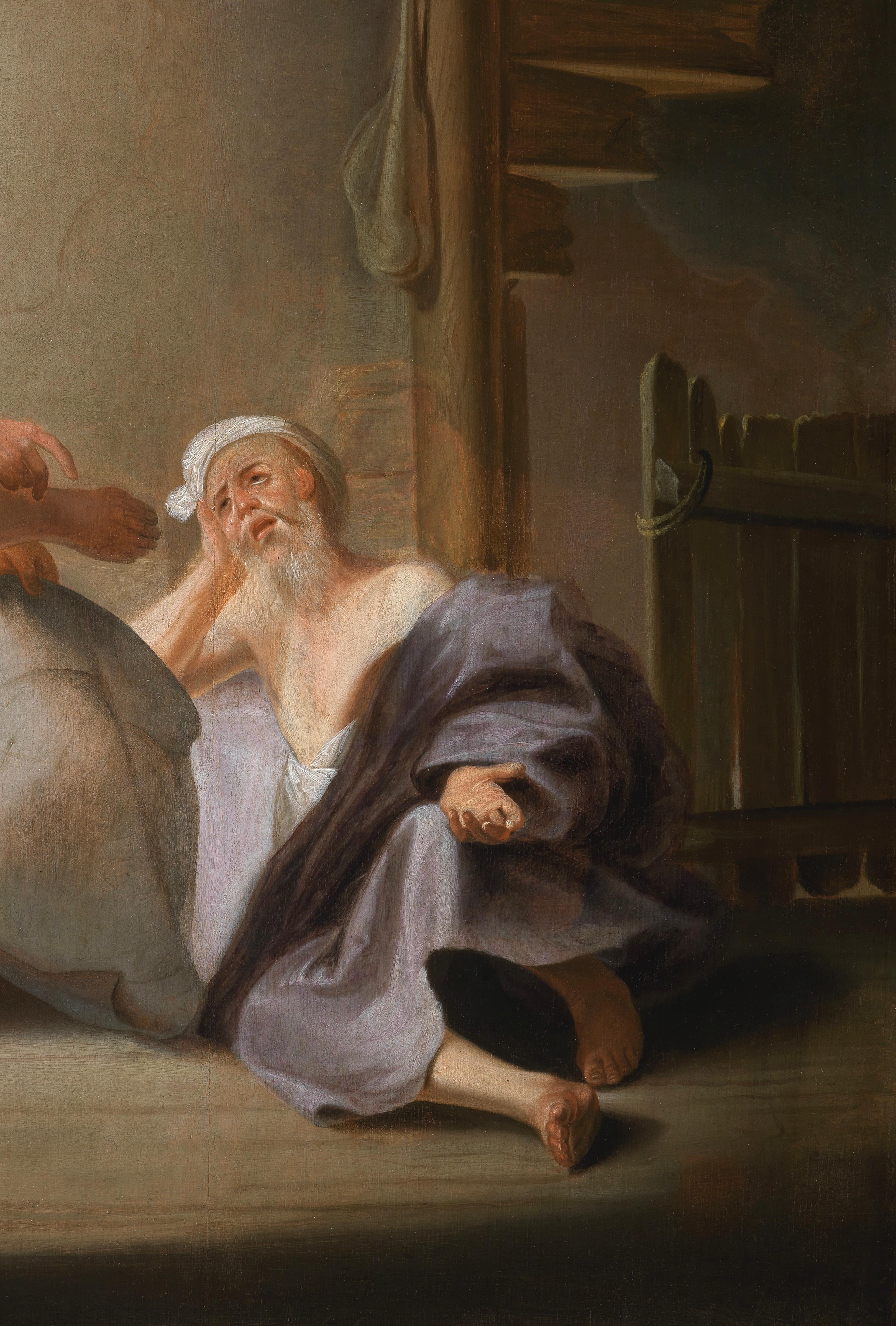 17. Jahrhundert von Paulus Bor, Heraclitus und Democritus, Ölgemälde auf Tafel im Angebot 1